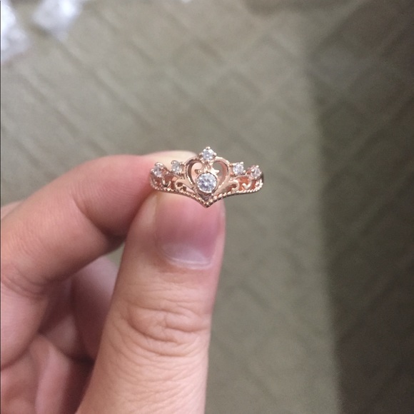 Rose Gold Crystal Princess Crown Ring - Picture 3 of 6